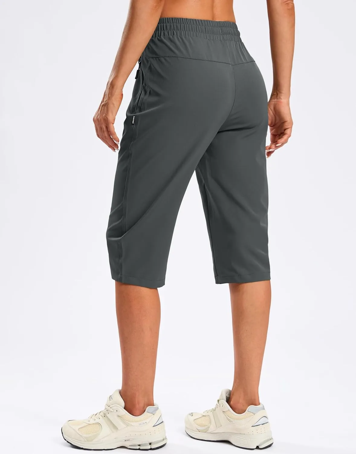 SANTINY Women's 15" Long Shorts with Pockets Below The Knee Length Hiking Cargo Capris Lightweight Quick Dry Bermuda Shorts