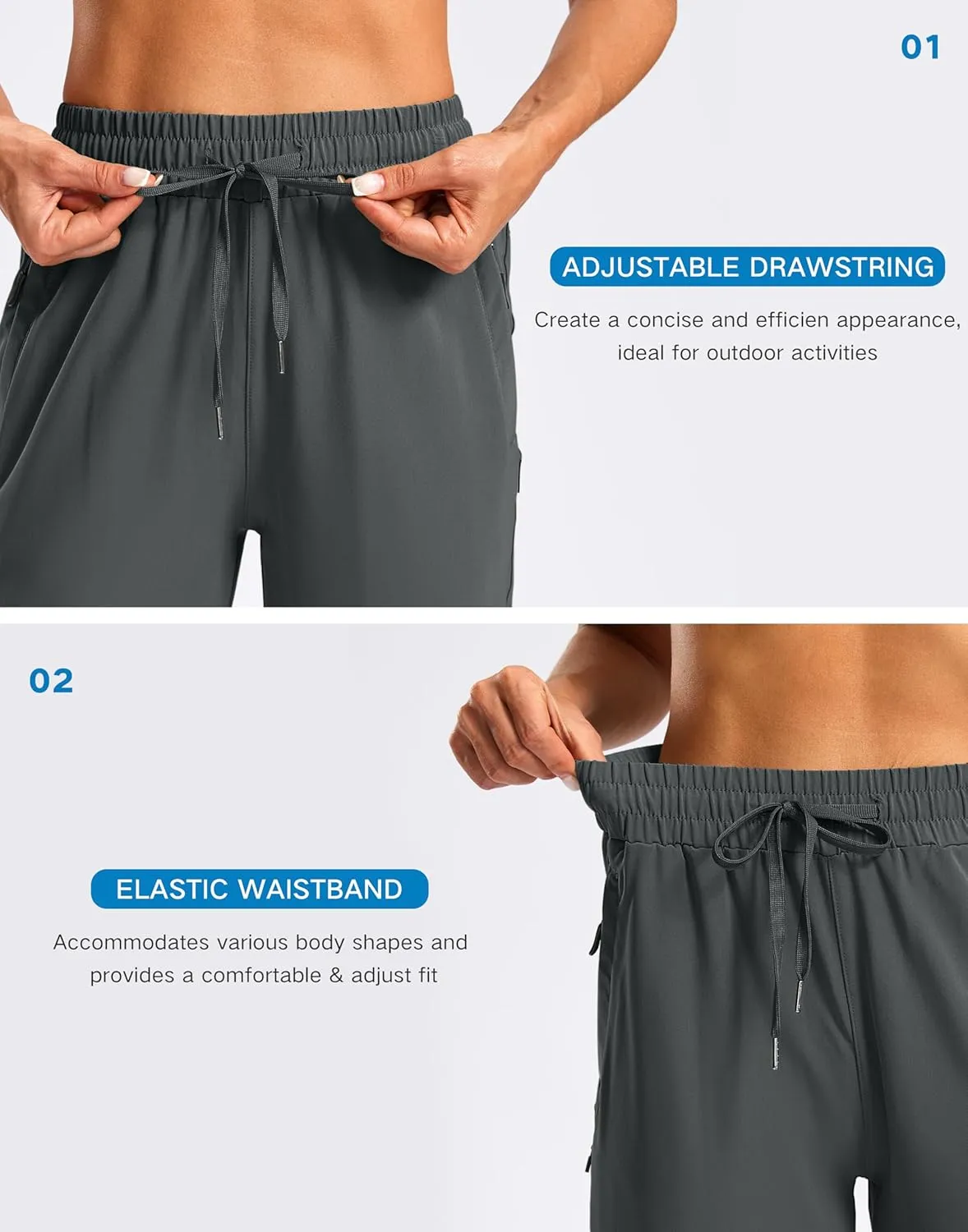 SANTINY Women's 15" Long Shorts with Pockets Below The Knee Length Hiking Cargo Capris Lightweight Quick Dry Bermuda Shorts