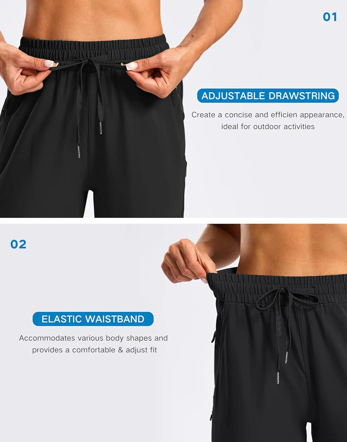 SANTINY Women's 15" Long Shorts with Pockets Below The Knee Length Hiking Cargo Capris Lightweight Quick Dry Bermuda Shorts