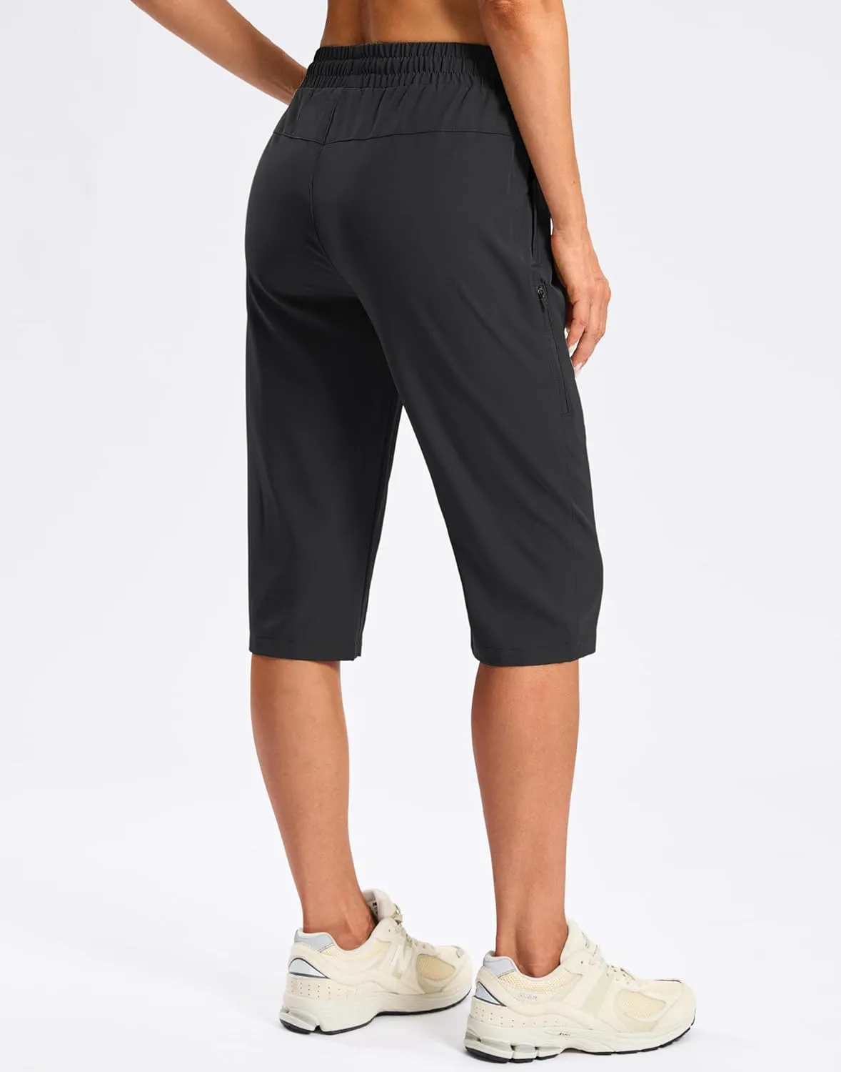 SANTINY Women's 15" Long Shorts with Pockets Below The Knee Length Hiking Cargo Capris Lightweight Quick Dry Bermuda Shorts