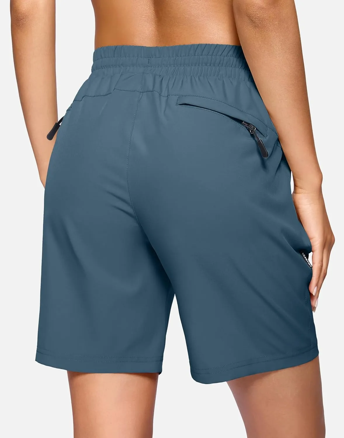 SANTINY Women's 7''/ 9'' Hiking Shorts with 3 Zipper Pockets Lightweight Quick Dry Long Athletic Golf Shorts for Women Casual