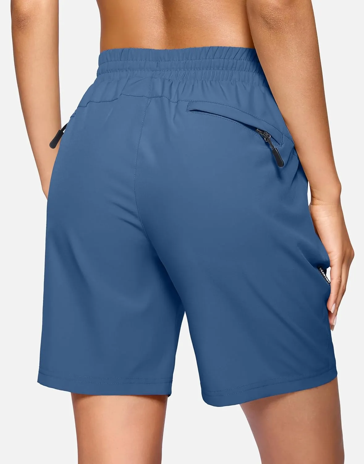 SANTINY Women's 7''/ 9'' Hiking Shorts with 3 Zipper Pockets Lightweight Quick Dry Long Athletic Golf Shorts for Women Casual