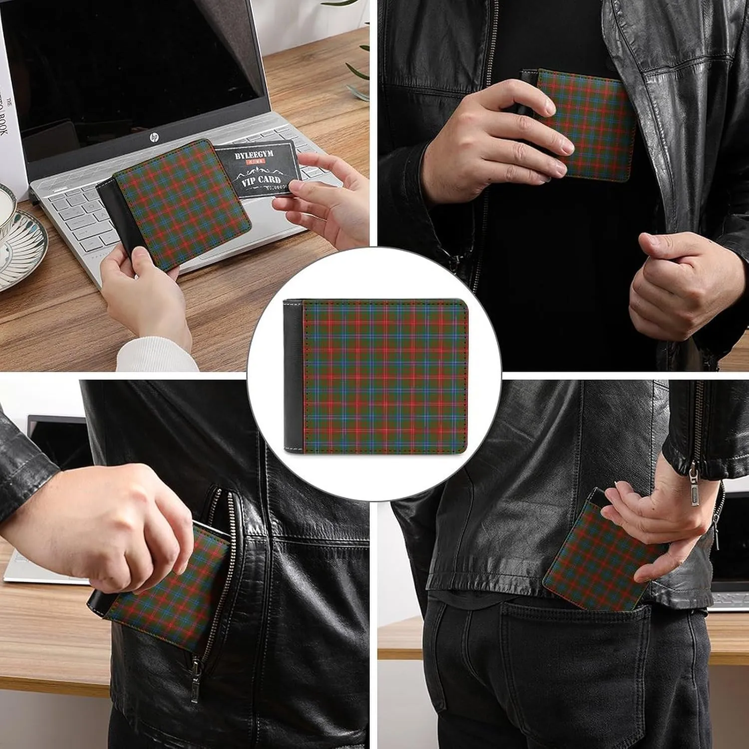 Scottish Clan Wilson Tartan Plaid Single Sided Leather Wallet, Portable And Exquisite Wallet