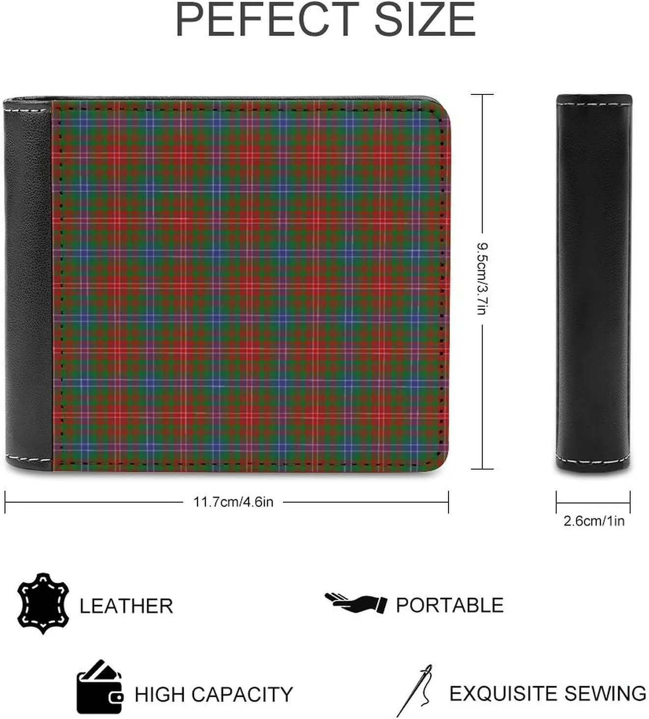 Scottish Clan Wilson Tartan Plaid Single Sided Leather Wallet, Portable And Exquisite Wallet