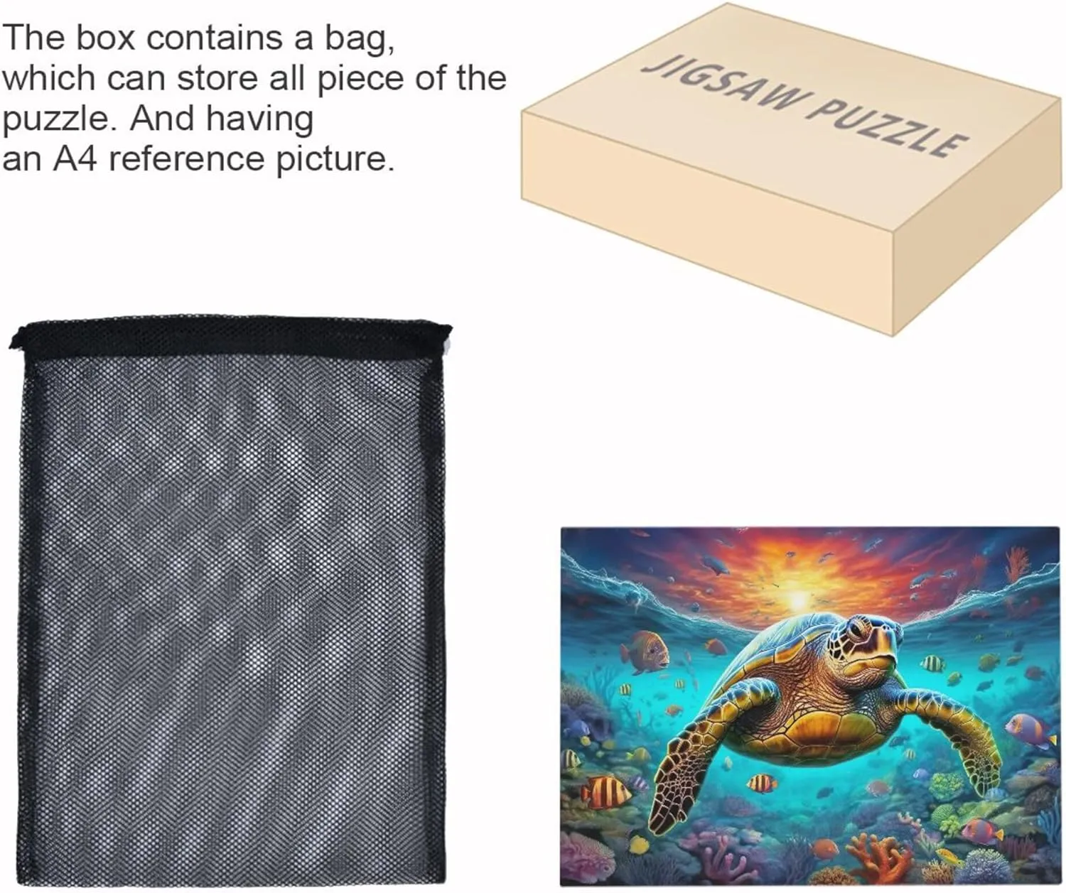 Sea Turtle Tropical Fish Jigsaw Puzzles 1000 Pieces Toy Games Educational Gift Home Decor for Adults Kids A110071