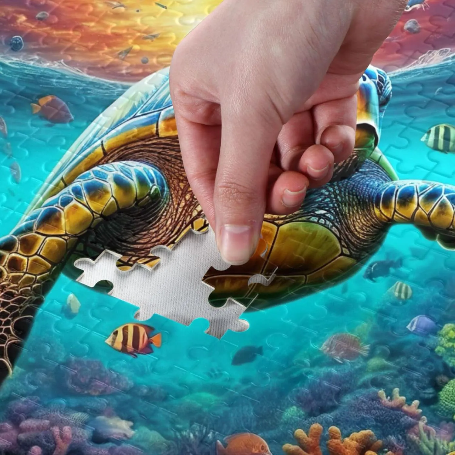 Sea Turtle Tropical Fish Jigsaw Puzzles 1000 Pieces Toy Games Educational Gift Home Decor for Adults Kids A110071