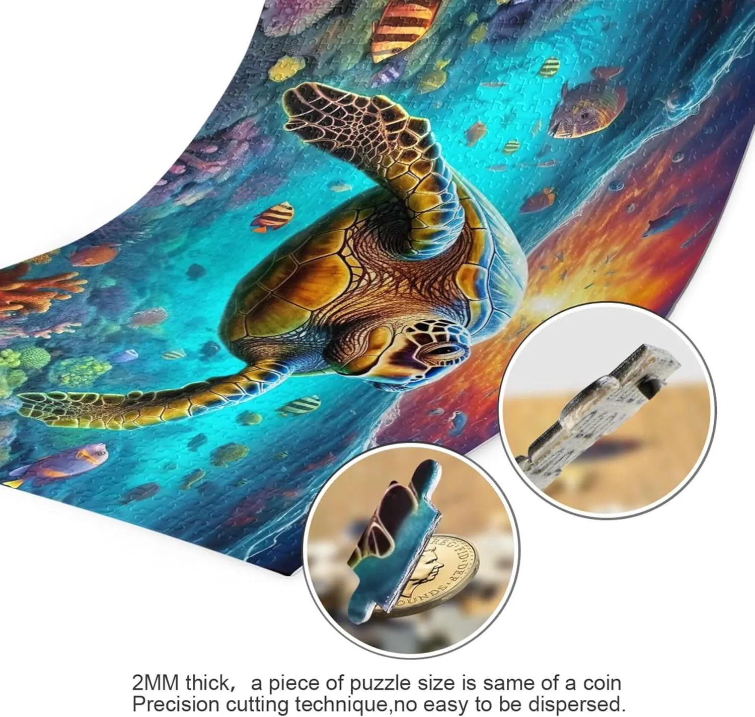 Sea Turtle Tropical Fish Jigsaw Puzzles 1000 Pieces Toy Games Educational Gift Home Decor for Adults Kids A110071