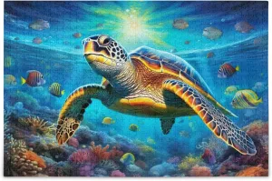 Sea Turtle Tropical Fish Jigsaw Puzzles 1000 Pieces Toy Games Educational Gift Home Decor for Adults Kids A110089