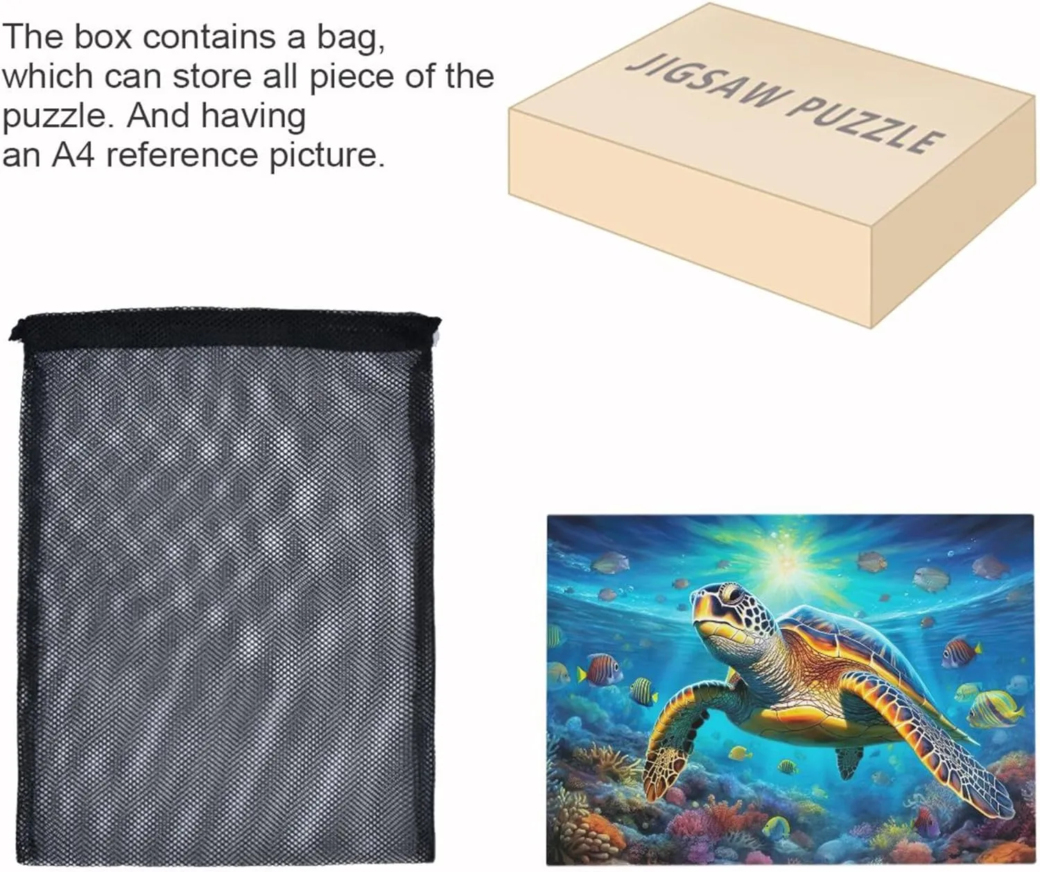 Sea Turtle Tropical Fish Jigsaw Puzzles 1000 Pieces Toy Games Educational Gift Home Decor for Adults Kids A110089