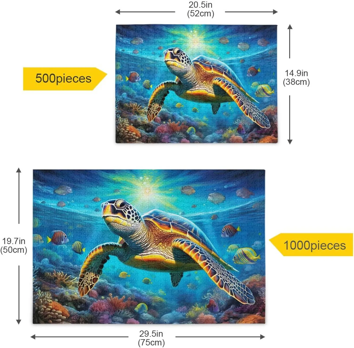 Sea Turtle Tropical Fish Jigsaw Puzzles 1000 Pieces Toy Games Educational Gift Home Decor for Adults Kids A110089