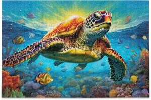 Sea Turtle Tropical Fish Jigsaw Puzzles 1000 Pieces Toy Games Educational Gift Home Decor for Adults Kids A110090