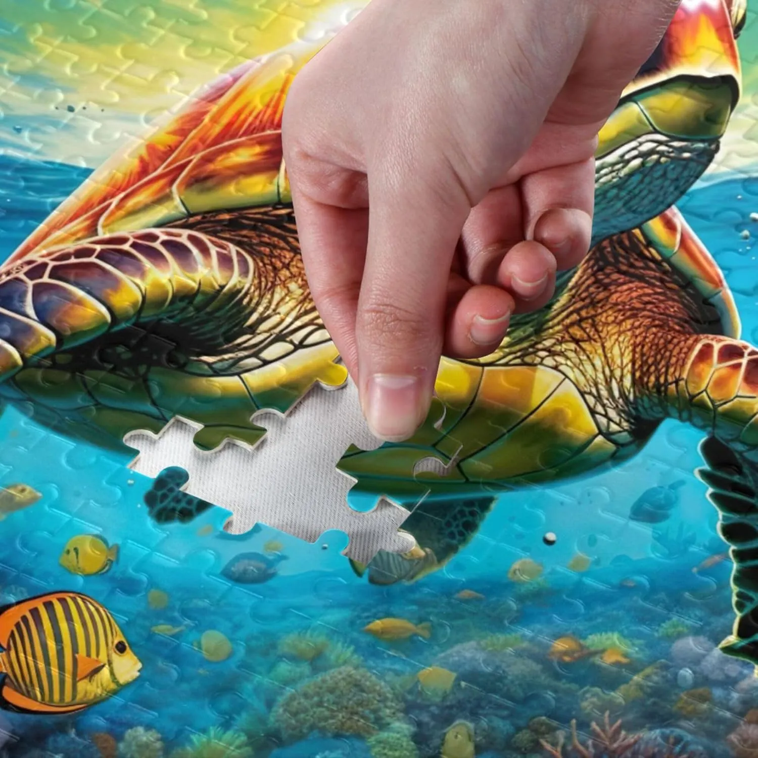 Sea Turtle Tropical Fish Jigsaw Puzzles 1000 Pieces Toy Games Educational Gift Home Decor for Adults Kids A110090