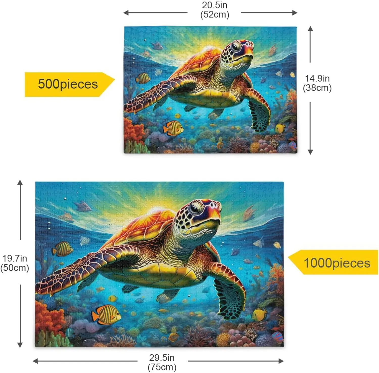 Sea Turtle Tropical Fish Jigsaw Puzzles 1000 Pieces Toy Games Educational Gift Home Decor for Adults Kids A110090
