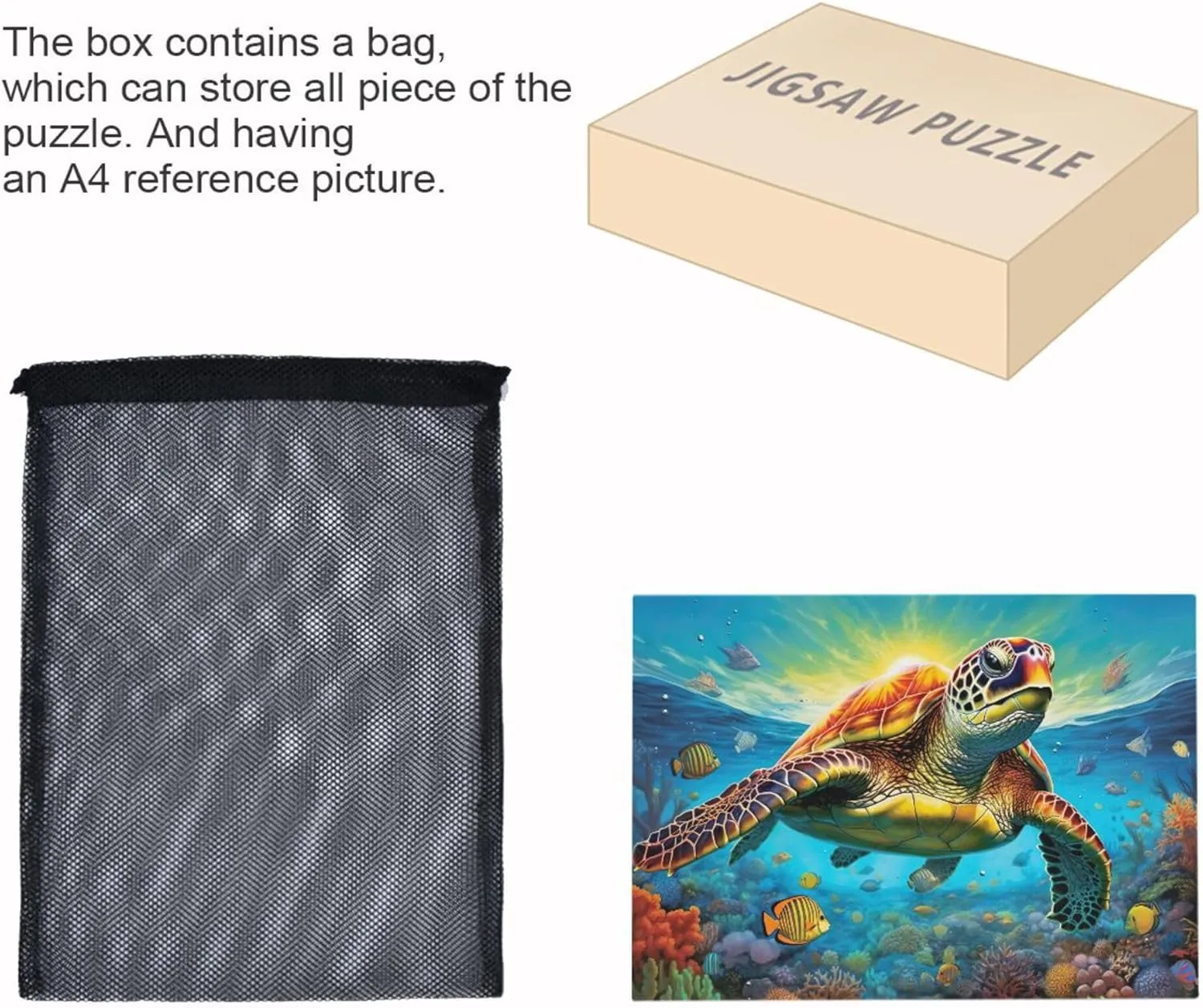 Sea Turtle Tropical Fish Jigsaw Puzzles 1000 Pieces Toy Games Educational Gift Home Decor for Adults Kids A110090