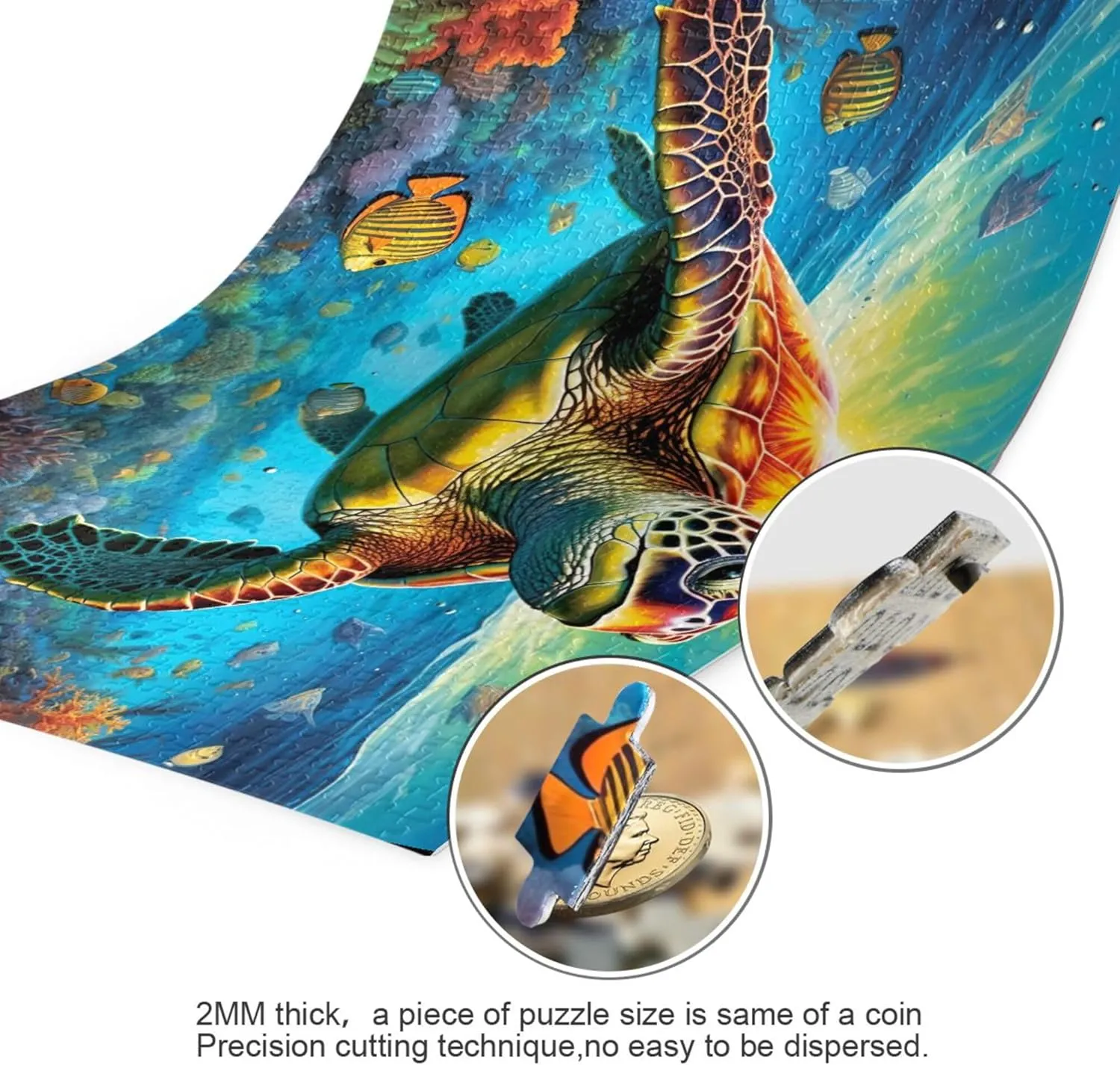 Sea Turtle Tropical Fish Jigsaw Puzzles 1000 Pieces Toy Games Educational Gift Home Decor for Adults Kids A110090