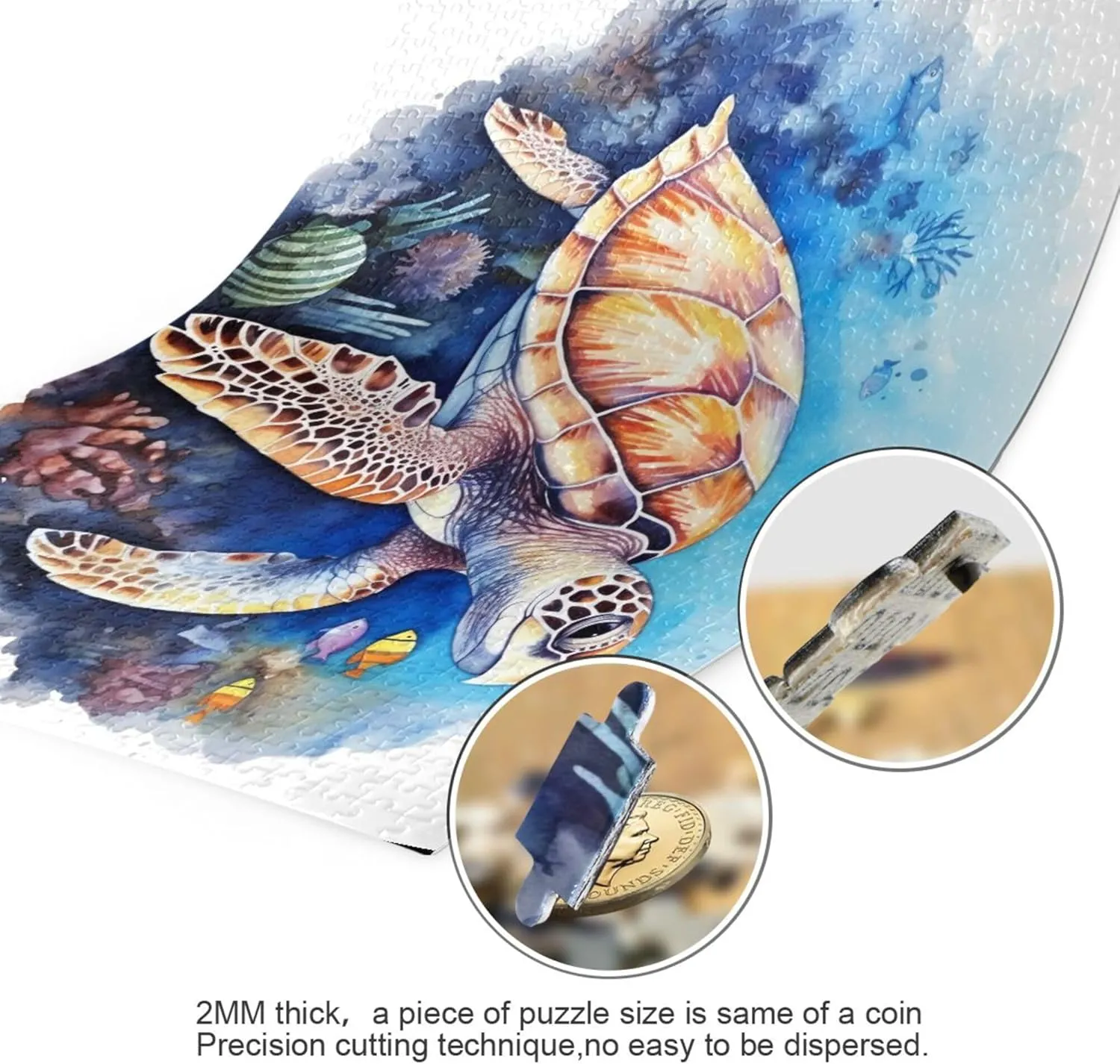 Sea Turtle Tropical Fish Jigsaw Puzzles 1000 Pieces Toy Games Educational Gift Home Decor for Adults Kids A111443