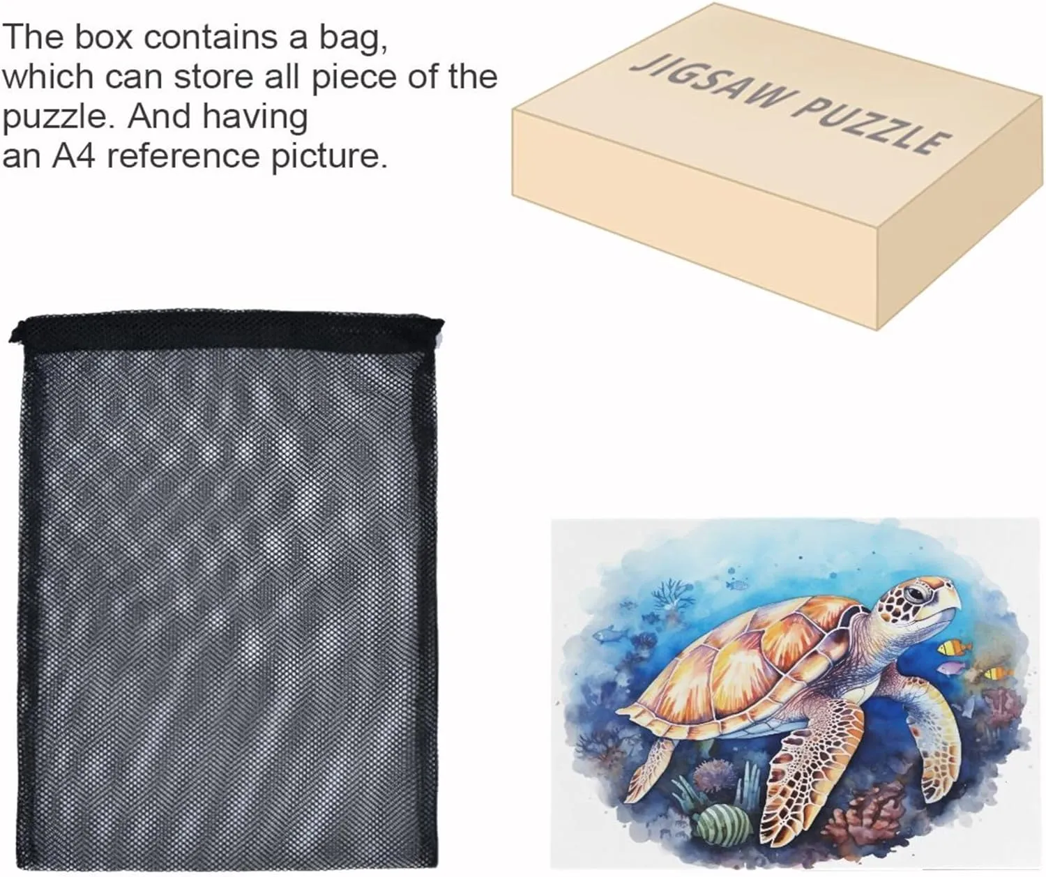 Sea Turtle Tropical Fish Jigsaw Puzzles 1000 Pieces Toy Games Educational Gift Home Decor for Adults Kids A111443