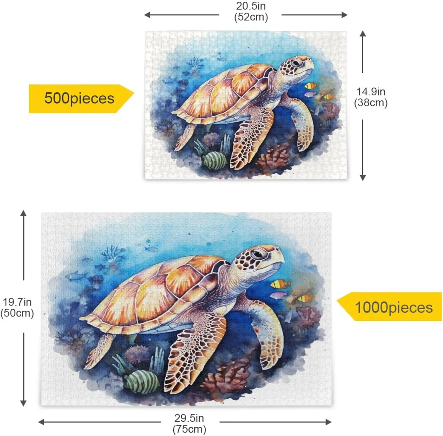 Sea Turtle Tropical Fish Jigsaw Puzzles 1000 Pieces Toy Games Educational Gift Home Decor for Adults Kids A111443