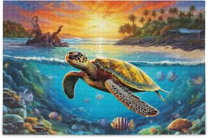 Sea Turtle Tropical Fish Jigsaw Puzzles 500 Pieces Toy Games Educational Gift Home Decor for Adults Kids A110073