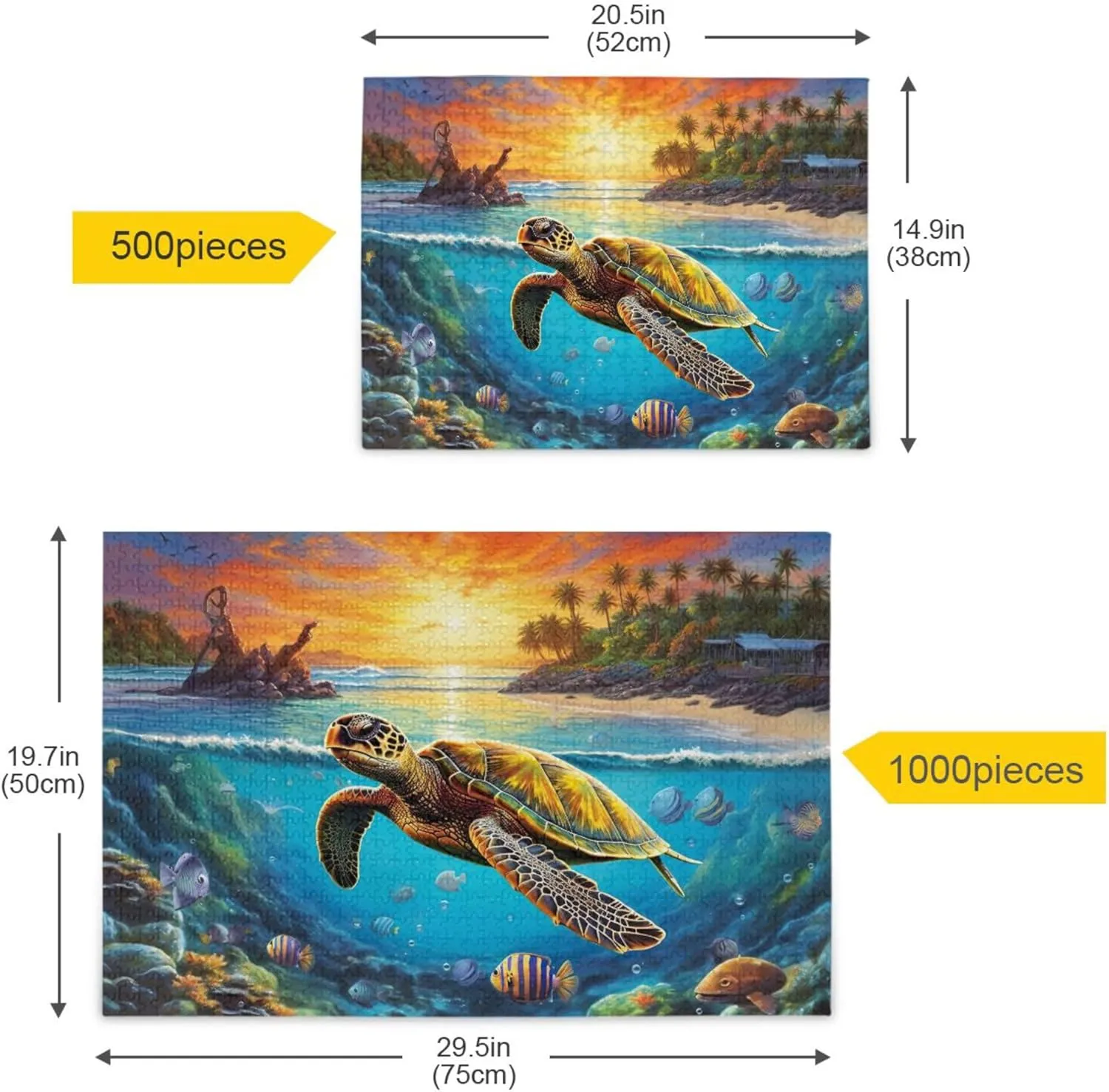 Sea Turtle Tropical Fish Jigsaw Puzzles 500 Pieces Toy Games Educational Gift Home Decor for Adults Kids A110073