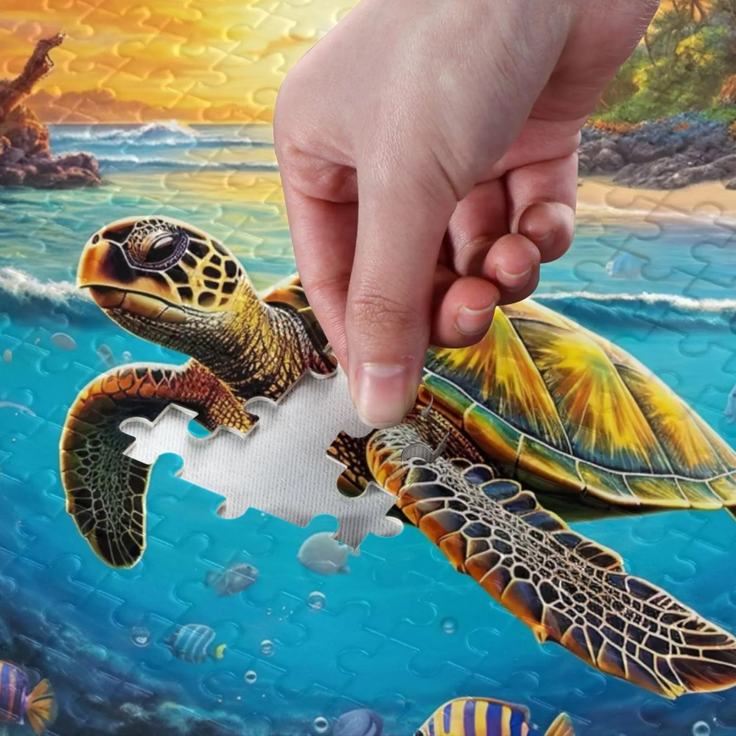 Sea Turtle Tropical Fish Jigsaw Puzzles 500 Pieces Toy Games Educational Gift Home Decor for Adults Kids A110073