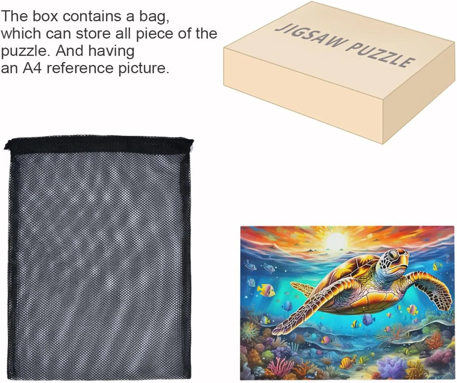 Sea Turtle Tropical Fish Jigsaw Puzzles 500 Pieces Toy Games Educational Gift Home Decor for Adults Kids A110087