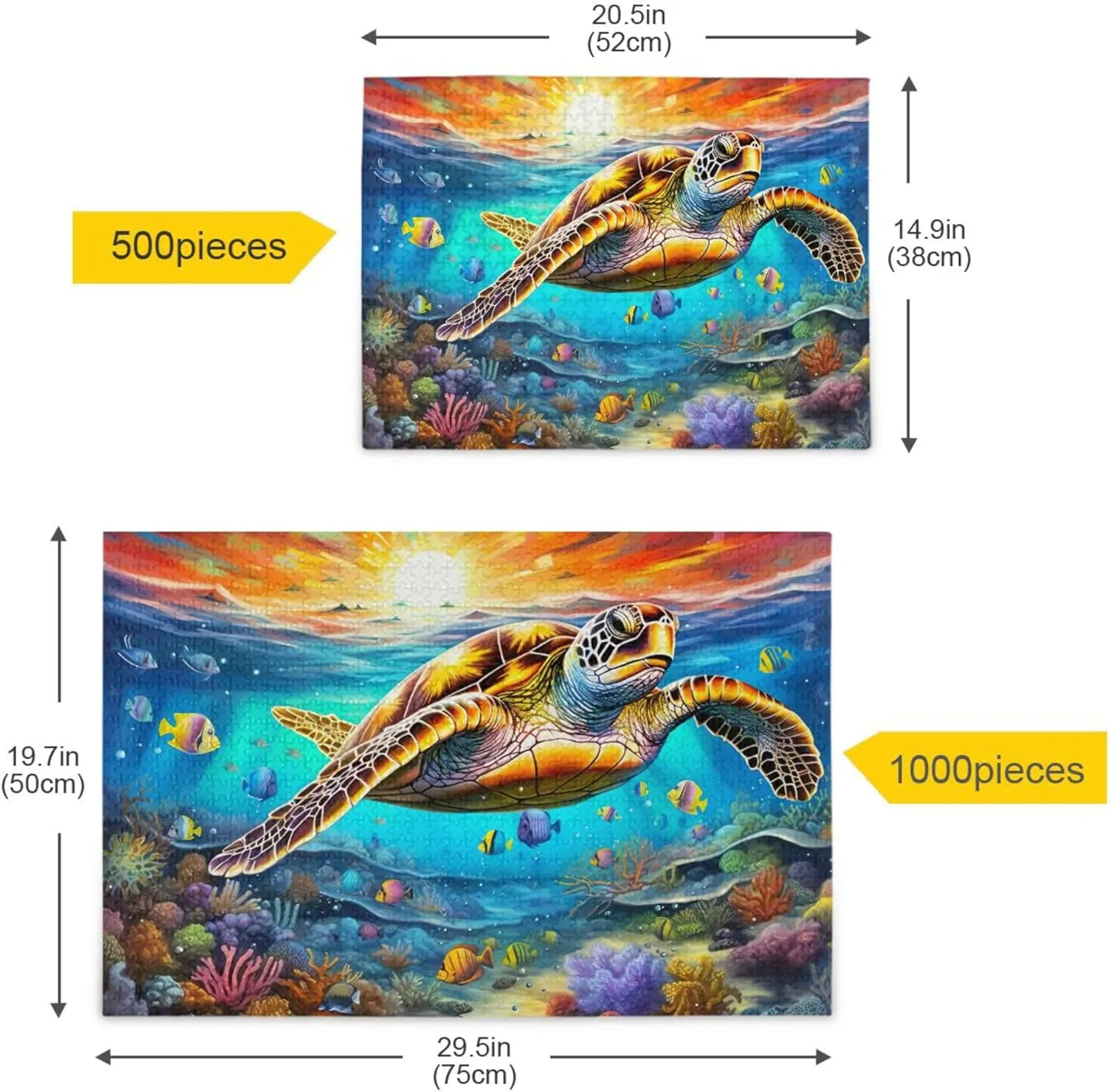 Sea Turtle Tropical Fish Jigsaw Puzzles 500 Pieces Toy Games Educational Gift Home Decor for Adults Kids A110087