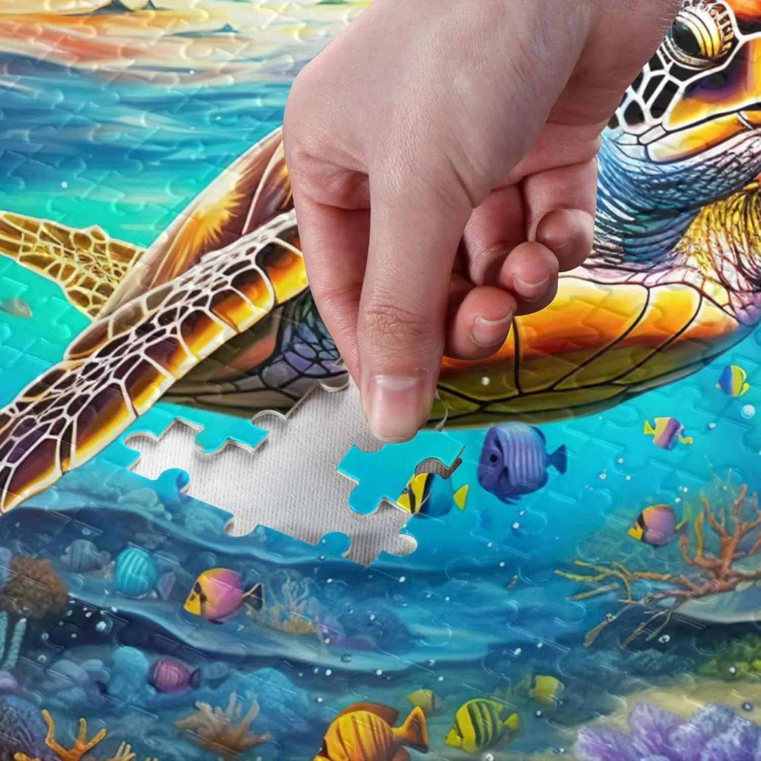 Sea Turtle Tropical Fish Jigsaw Puzzles 500 Pieces Toy Games Educational Gift Home Decor for Adults Kids A110087