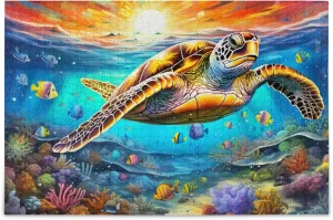 Sea Turtle Tropical Fish Jigsaw Puzzles 500 Pieces Toy Games Educational Gift Home Decor for Adults Kids A110087