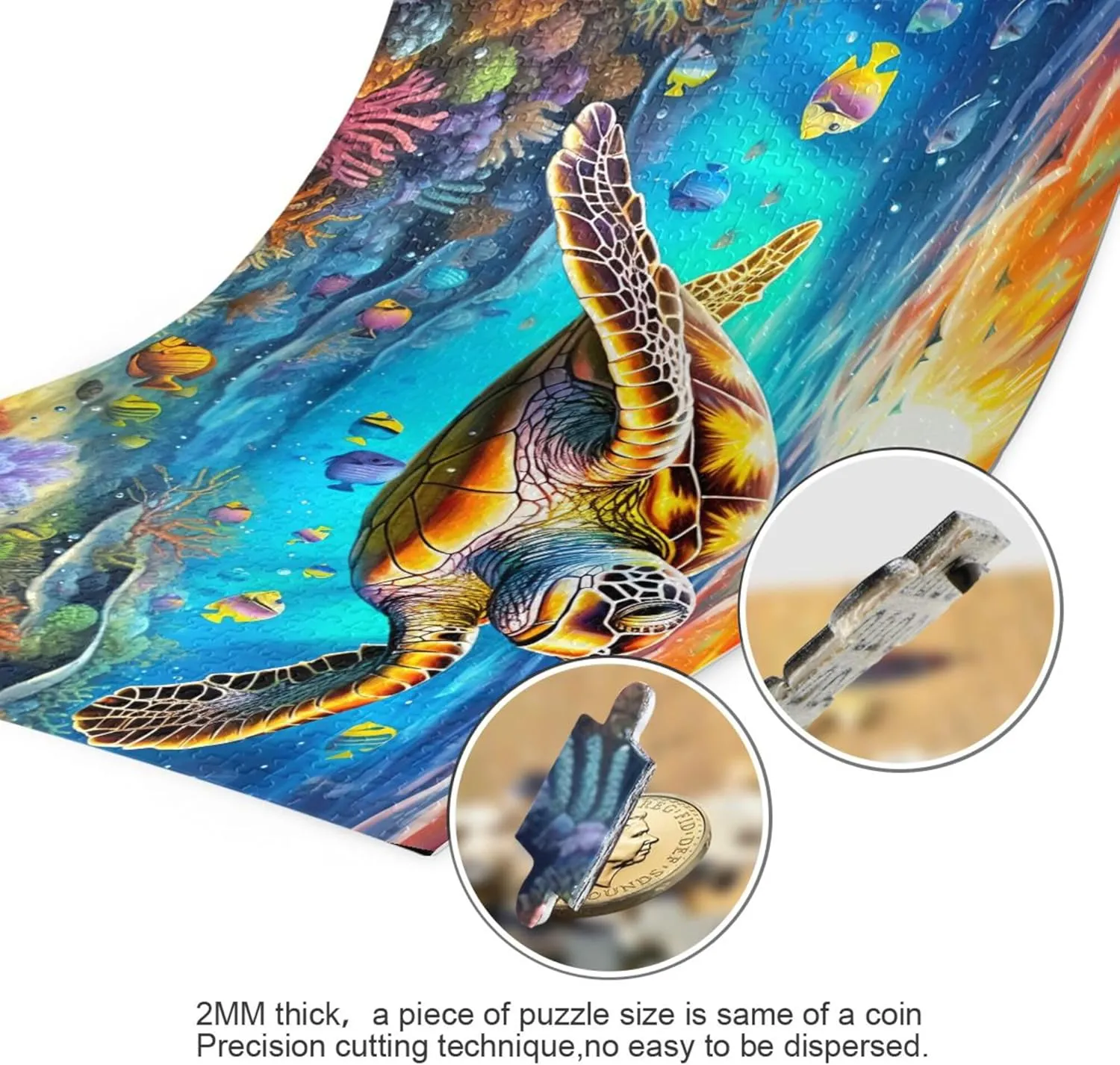 Sea Turtle Tropical Fish Jigsaw Puzzles 500 Pieces Toy Games Educational Gift Home Decor for Adults Kids A110087