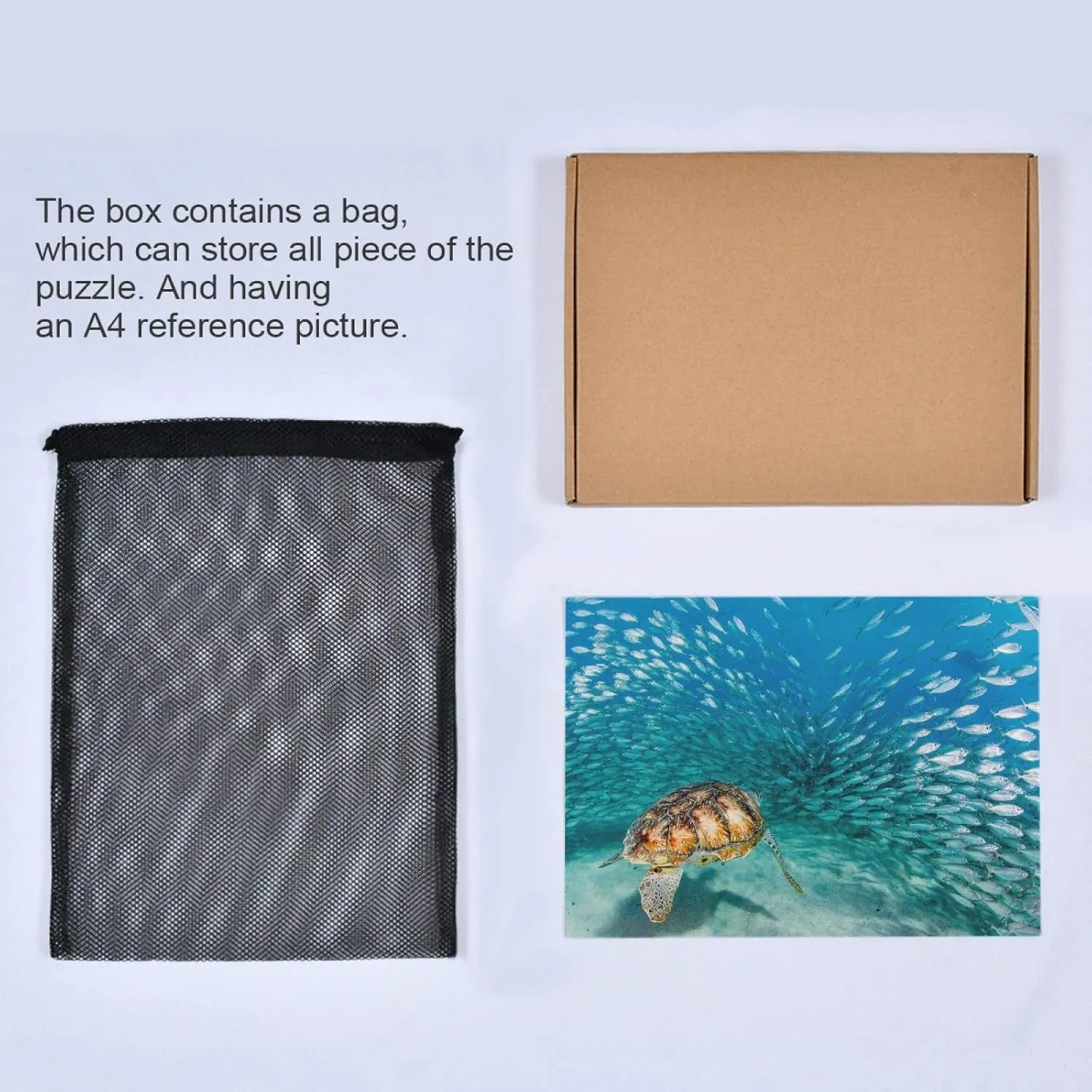 Sea Turtle Underwater Jigsaw Puzzle 1000 Pieces Ocean Fish Shoal DIY Wall Art Intellectual Decompressing Fun Game for Adults Teens