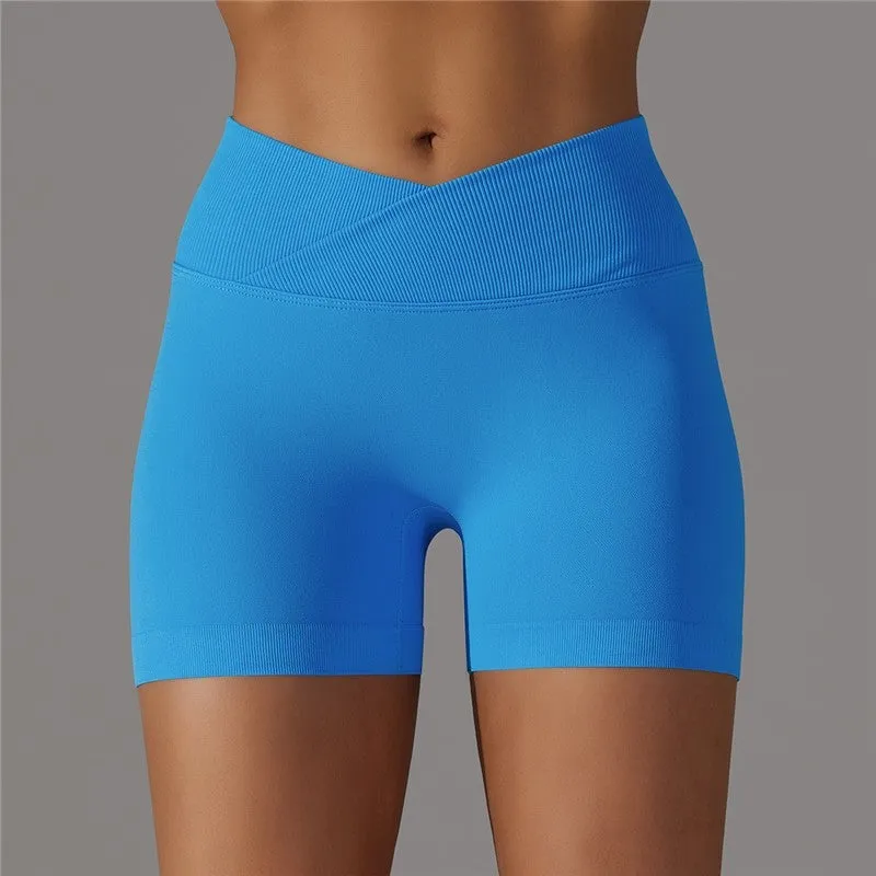 Seamless Breathable Solid Color Athletic Shorts