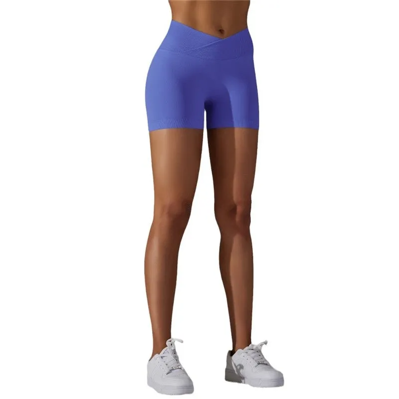 Seamless Breathable Solid Color Athletic Shorts