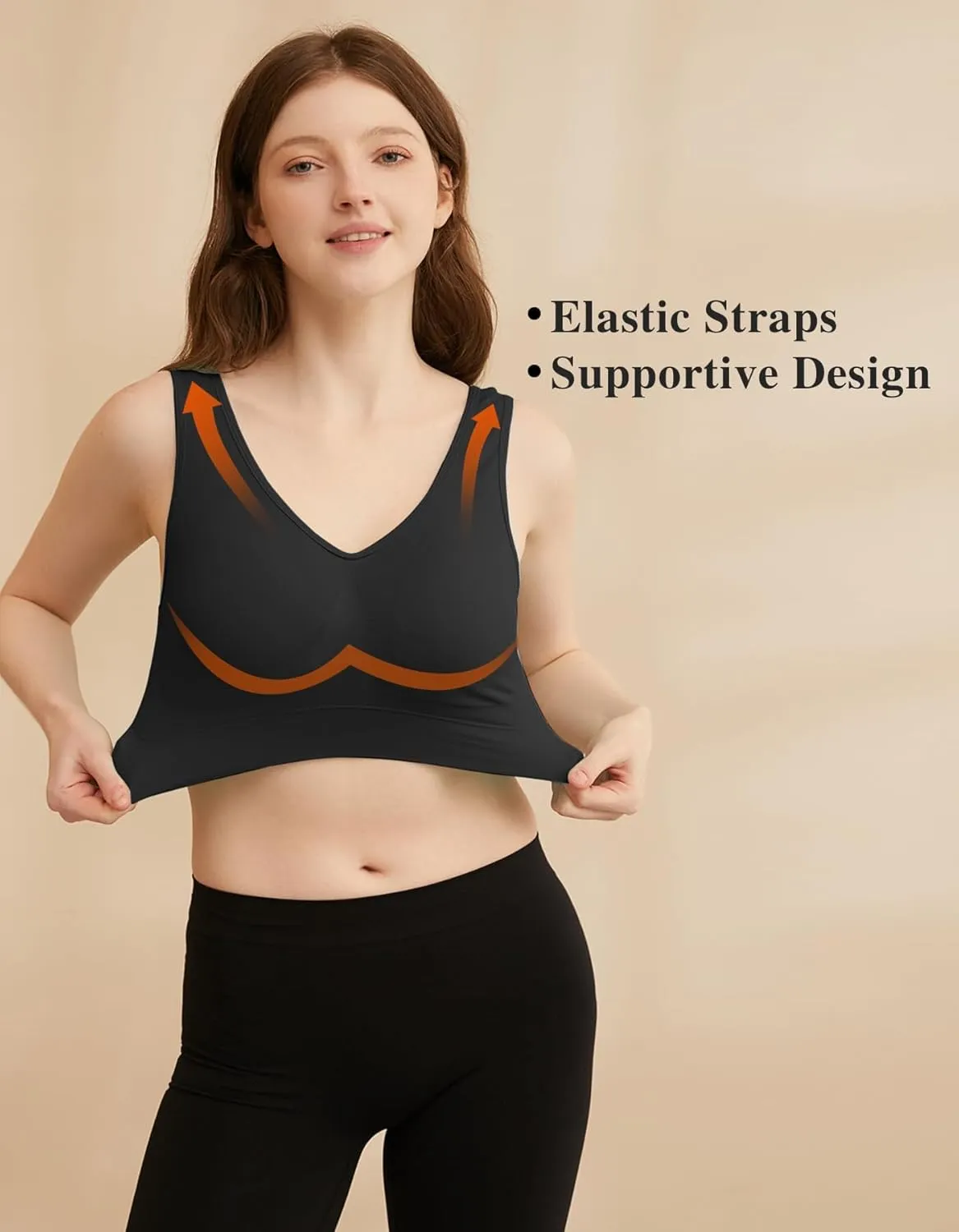 Seamless Sports Bras for Women 3 Pack,Wireless Bras Low Impact Sports Bra Sleep Comfortable Yoga Bras with Removable Pads
