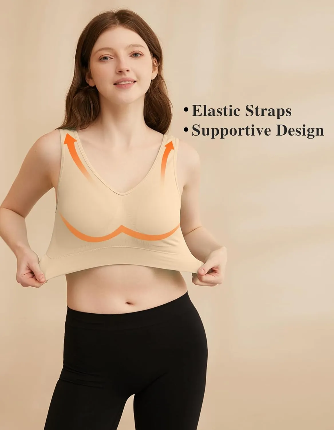 Seamless Sports Bras for Women 3 Pack,Wireless Bras Low Impact Sports Bra Sleep Comfortable Yoga Bras with Removable Pads