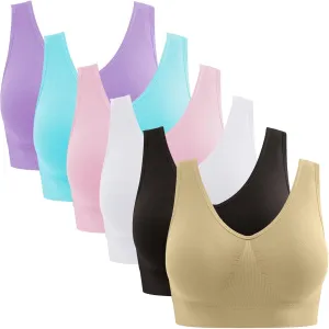 Seamless Sports Bras for Women 3 Pack,Wireless Bras Low Impact Sports Bra Sleep Comfortable Yoga Bras with Removable Pads