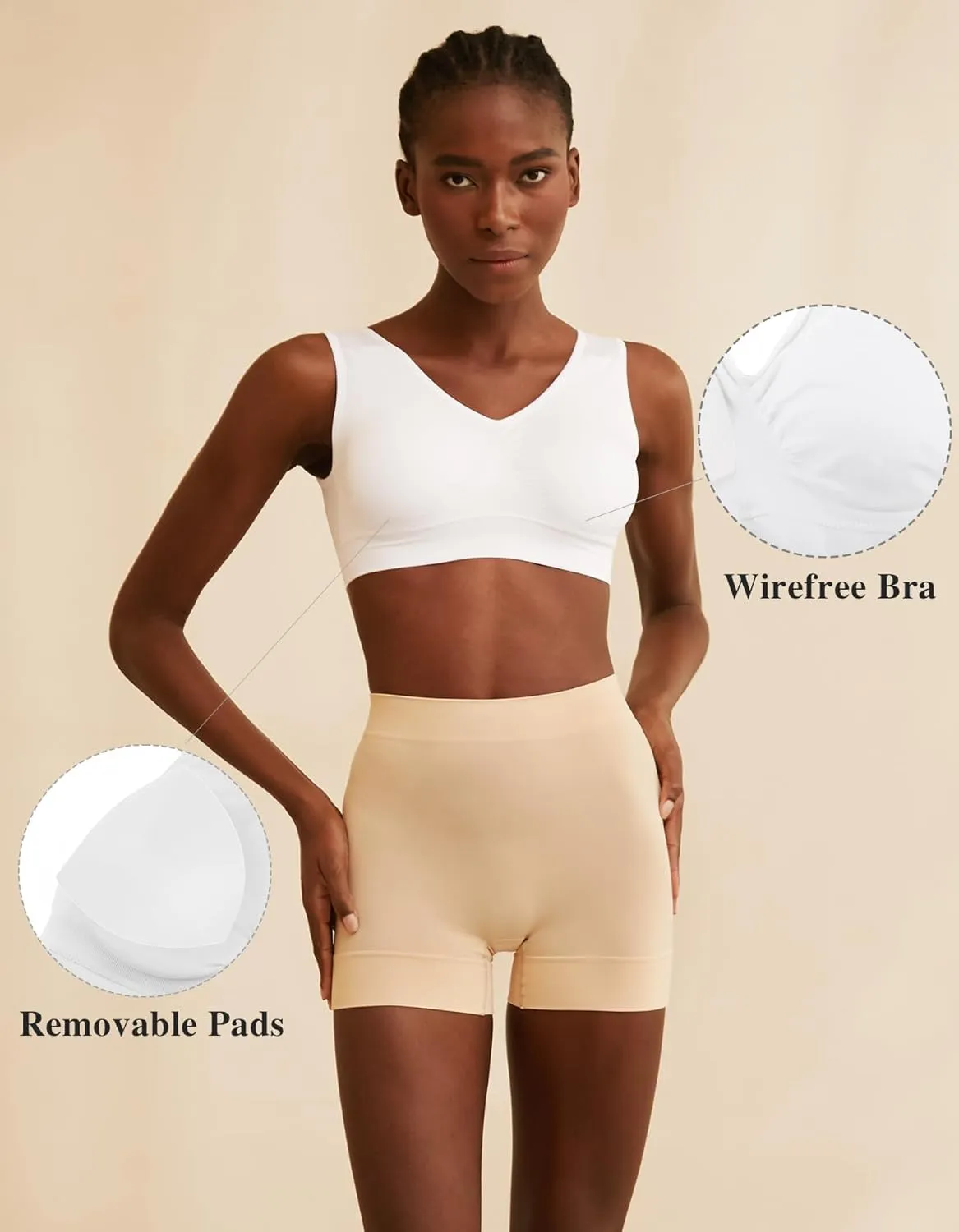 Seamless Sports Bras for Women 3 Pack,Wireless Bras Low Impact Sports Bra Sleep Comfortable Yoga Bras with Removable Pads