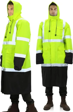 sesafety Safety Rain Coats for Men Work, Class 3 HighVisibility Rain Gear Construction, Reflective Hi Vis RainJacket Lightweight Waterproof