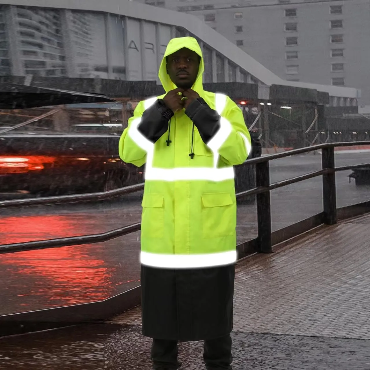sesafety Safety Rain Coats for Men Work, Class 3 HighVisibility Rain Gear Construction, Reflective Hi Vis RainJacket Lightweight Waterproof