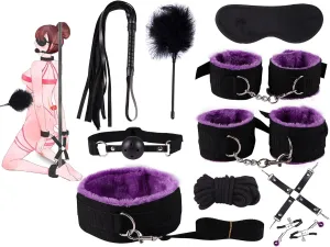Set of 10 purple nylon travel sports and fitness accessories, fashionable design, lightweight accessories, easy to carry, strong and durable -Z