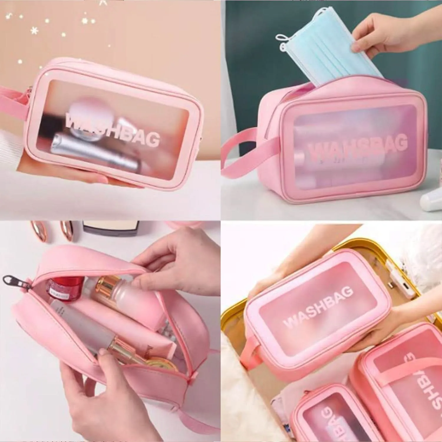 Set of 3 Cosmetic Pouches – Travel Makeup & Toiletry Bags