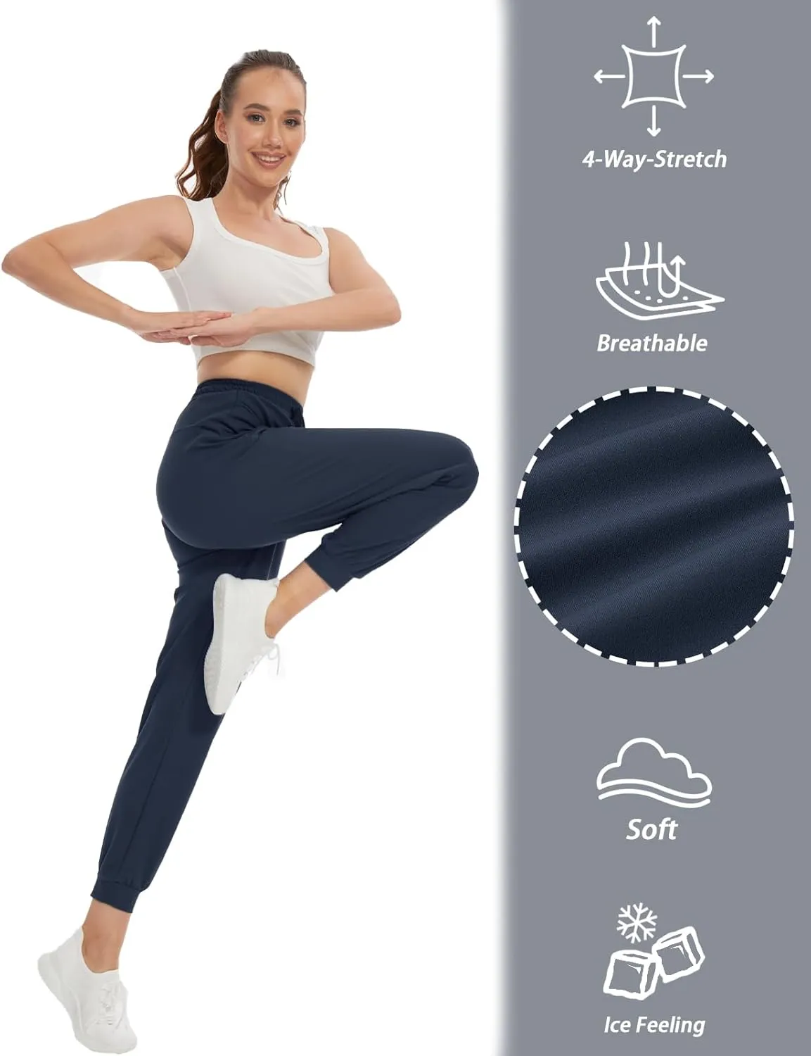 SEVEGO Women's 30"/32"/34"/36" Tall Inseam Joggers Lightweight Sweatpants Zipper Pockets Athletic Workout Lounge Pants