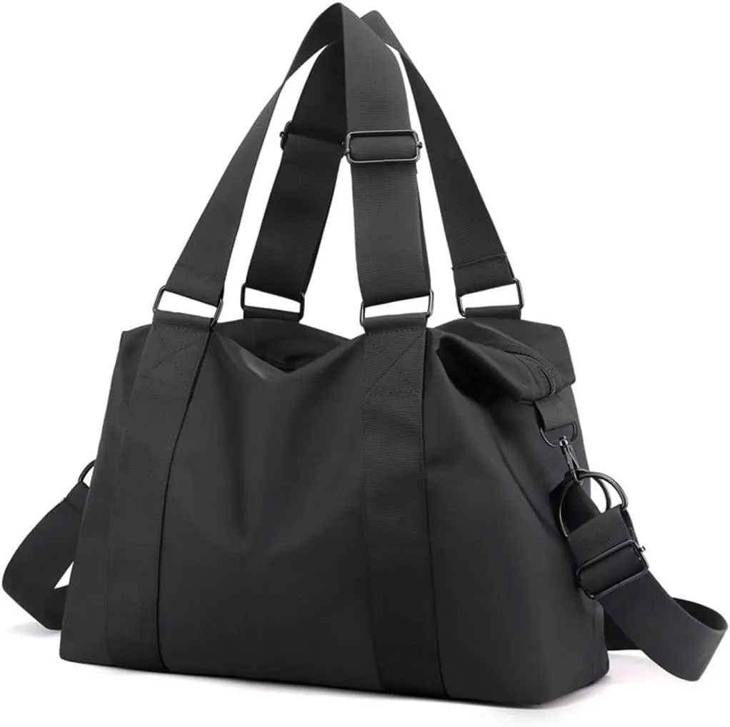 Shoulder Bag Women’s Lightweight Waterproof Nylon Travel Handbag - Large Casual Shoulder Bag(Black)