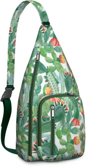 Shoulder Sling Crossbody Casual Chest Bag For Travel Sports Running,Backpack for Men & Women Lightweight Sports BagCrossbody Concealed Carry,Cactus Shoulder Bag Waterproof Chest Bag