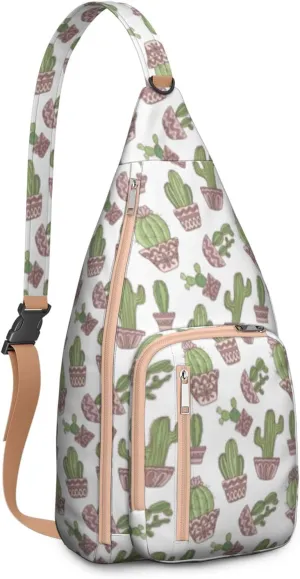 Shoulder Sling Crossbody Casual Chest Bag For Travel Sports Running,Backpack for Men & Women Lightweight Sports BagCrossbody Concealed Carry,Cactus Shoulder Bag Waterproof Chest Bag