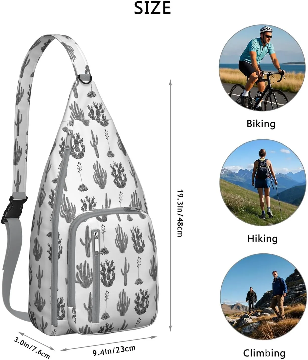 Shoulder Sling Crossbody Casual Chest Bag For Travel Sports Running,Backpack for Men & Women Lightweight Sports BagCrossbody Concealed Carry,Cactus Shoulder Bag Waterproof Chest Bag