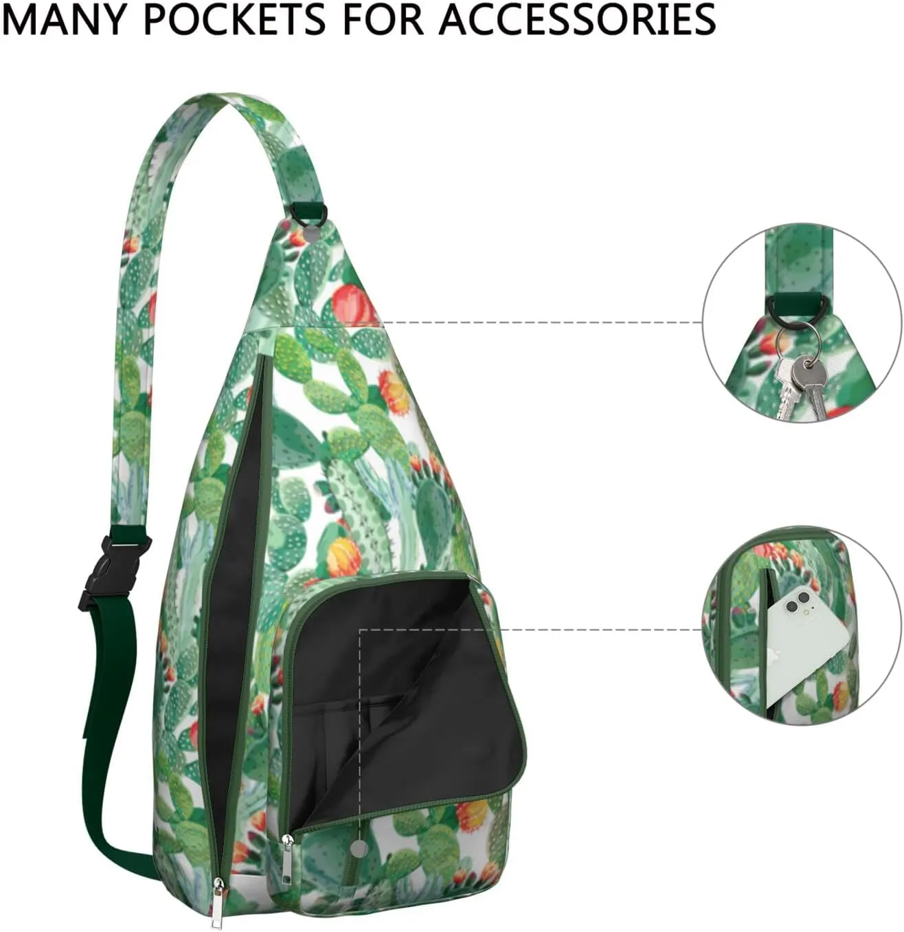 Shoulder Sling Crossbody Casual Chest Bag For Travel Sports Running,Backpack for Men & Women Lightweight Sports BagCrossbody Concealed Carry,Cactus Shoulder Bag Waterproof Chest Bag