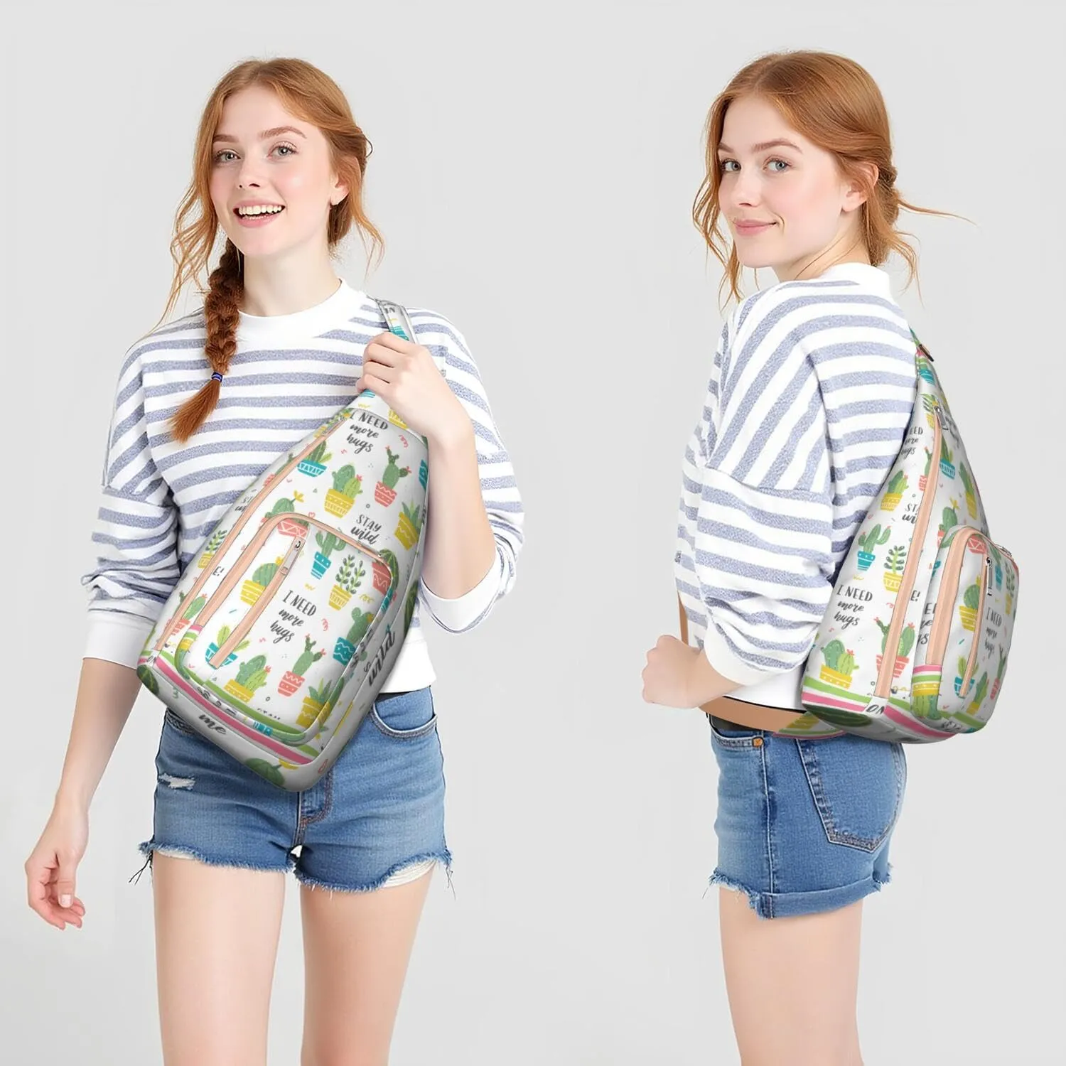 Shoulder Sling Crossbody Casual Chest Bag For Travel Sports Running,Backpack for Men & Women Lightweight Sports BagCrossbody Concealed Carry,Cactus Shoulder Bag Waterproof Chest Bag