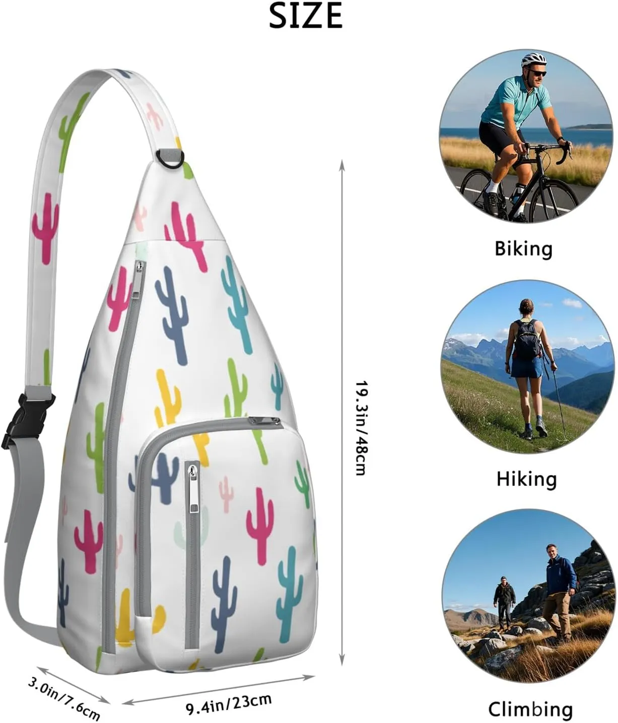 Shoulder Sling Crossbody Casual Chest Bag For Travel Sports Running,Backpack for Men & Women Lightweight Sports BagCrossbody Concealed Carry,Cactus Shoulder Bag Waterproof Chest Bag