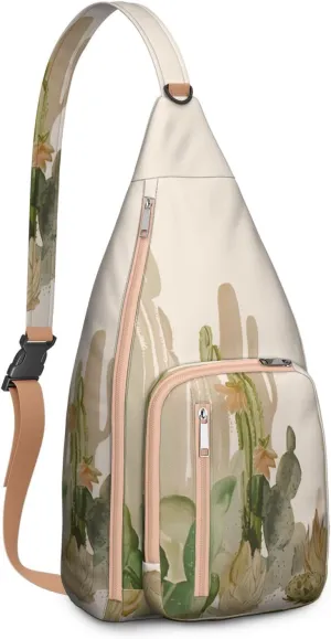 Shoulder Sling Crossbody Casual Chest Bag For Travel Sports Running,Backpack for Men & Women Lightweight Sports BagCrossbody Concealed Carry,Cactus Shoulder Bag Waterproof Chest Bag
